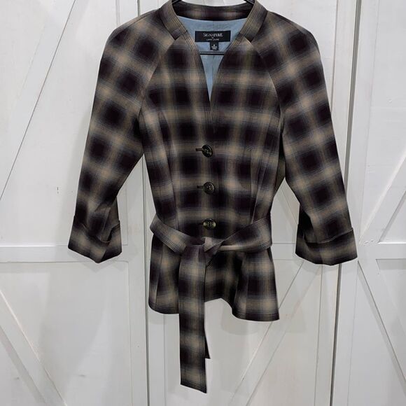 Signature By Larry Levine Plaid Blazer Fully Lined Size 8 - Picture 3 of 10